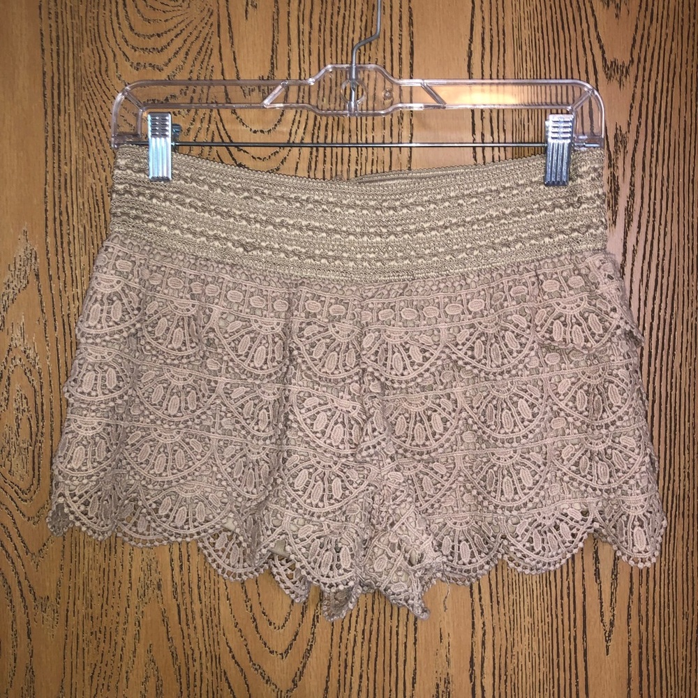 Tan Ruffled Shorts